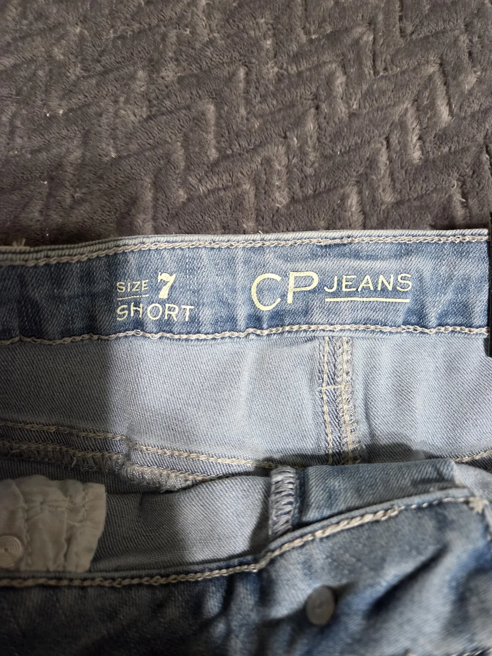 CP Light Blue Denim Shorts with Pink Rose Embroidery